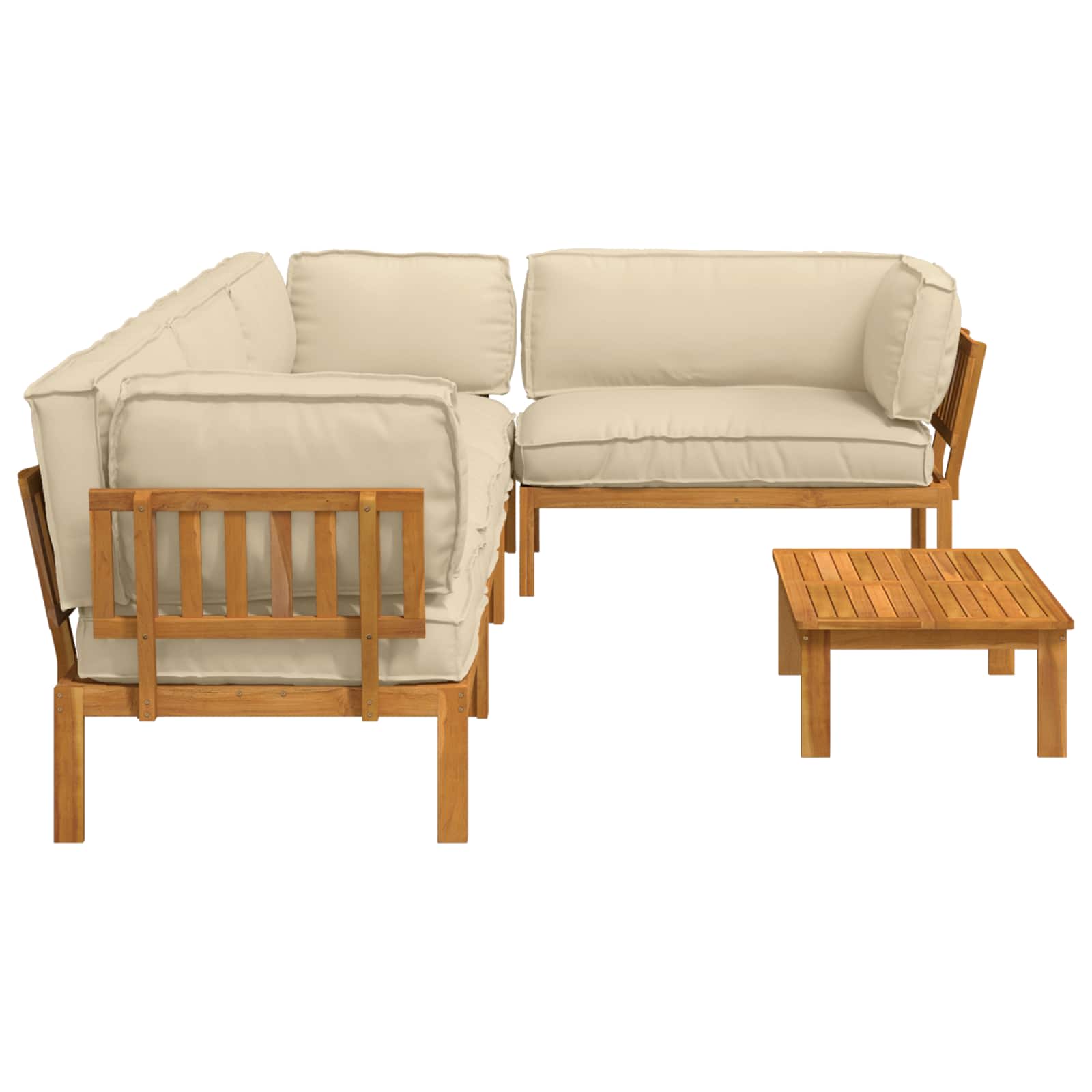 Bankstel met kussen Effen 5 pcs Beige Massief Acaciahout image 11