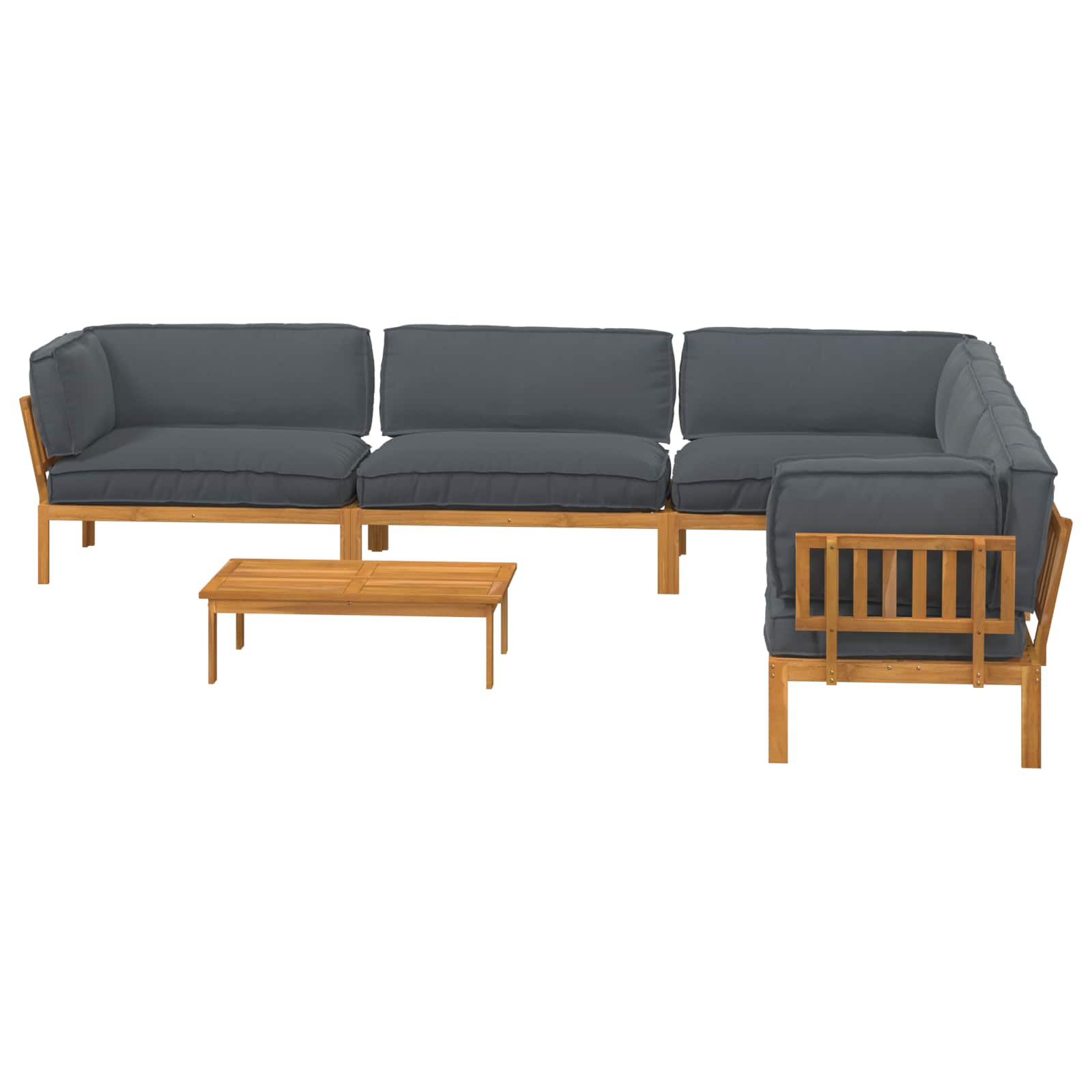 Bankstel met kussen Effen 6 pcs Antraciet Massief Acaciahout image 10