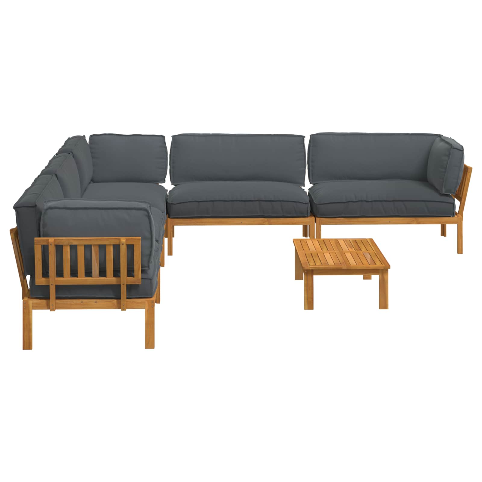 Bankstel met kussen Effen 6 pcs Antraciet Massief Acaciahout image 11