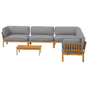Set pohovek s polštářem 6 pcs Šedá Masivní akátové dřevo - obrázek 10