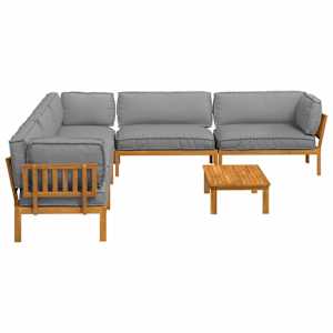 Set pohovek s polštářem 6 pcs Šedá Masivní akátové dřevo - obrázek 11