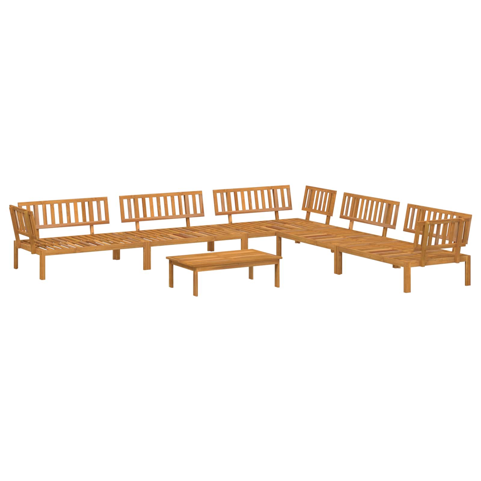 Bankstel met kussen Effen 6 pcs Taupe Massief Acaciahout image 3