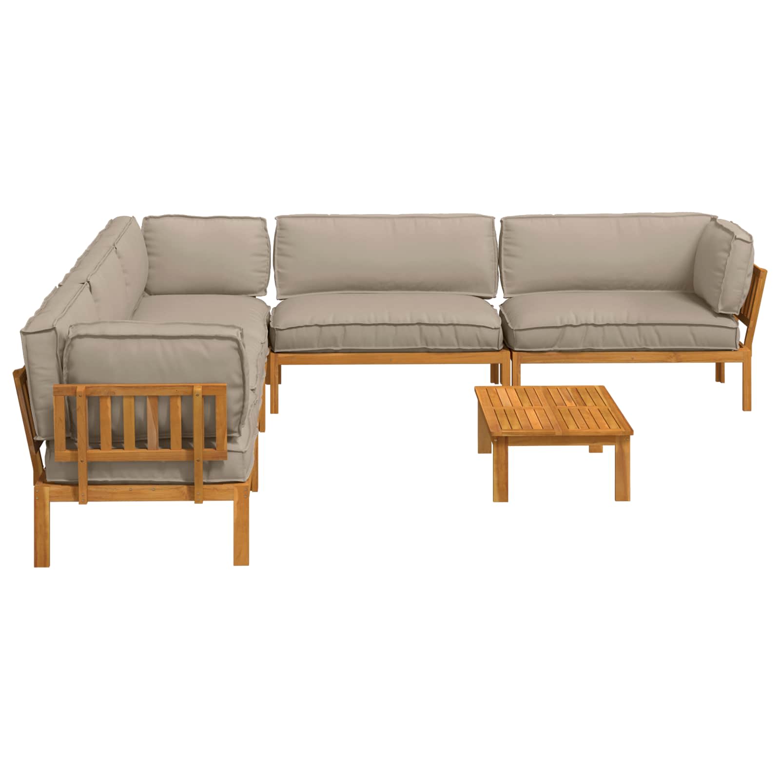 Bankstel met kussen Effen 6 pcs Taupe Massief Acaciahout image 11