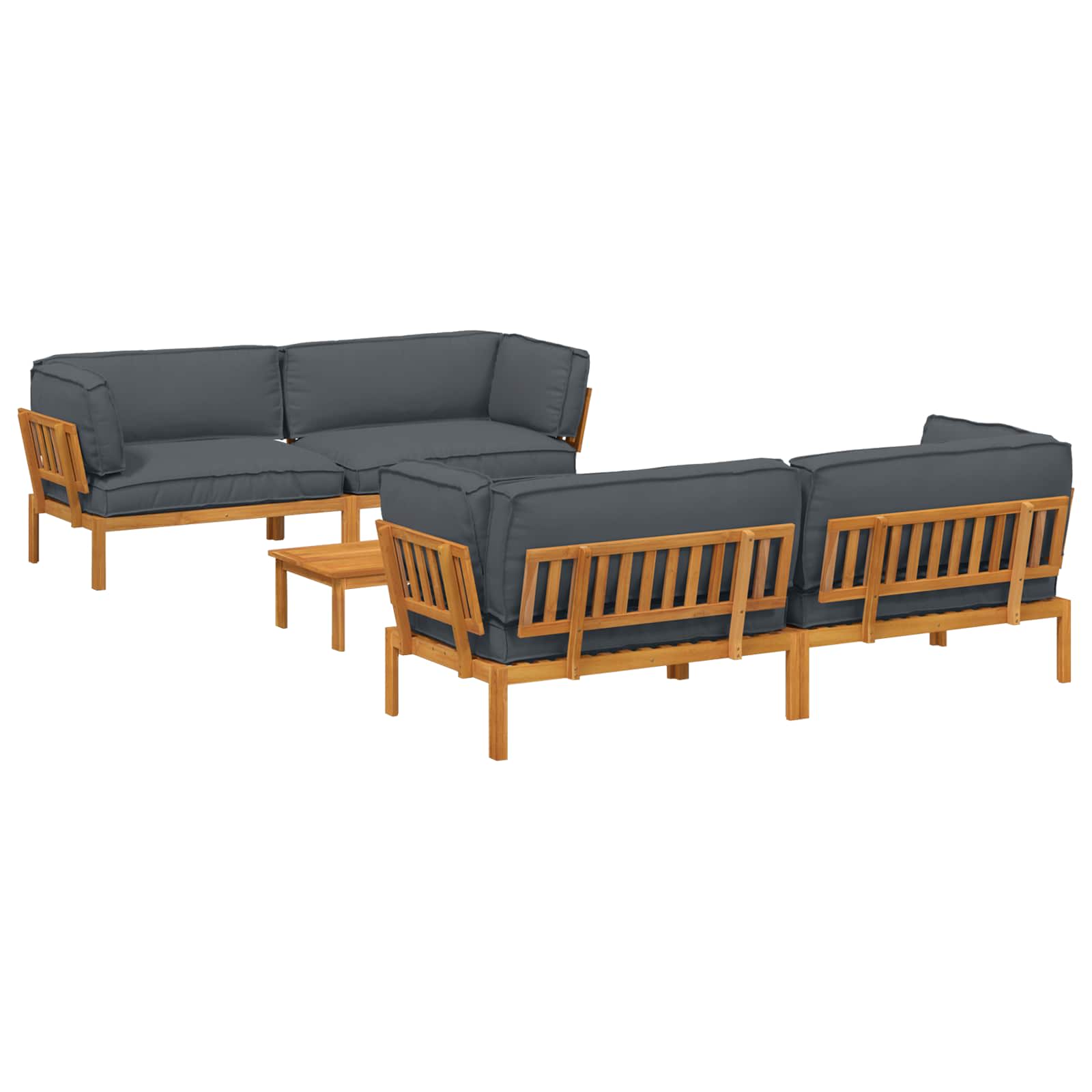 Bankstel met kussen Effen 5 pcs Antraciet Massief Acaciahout image 2