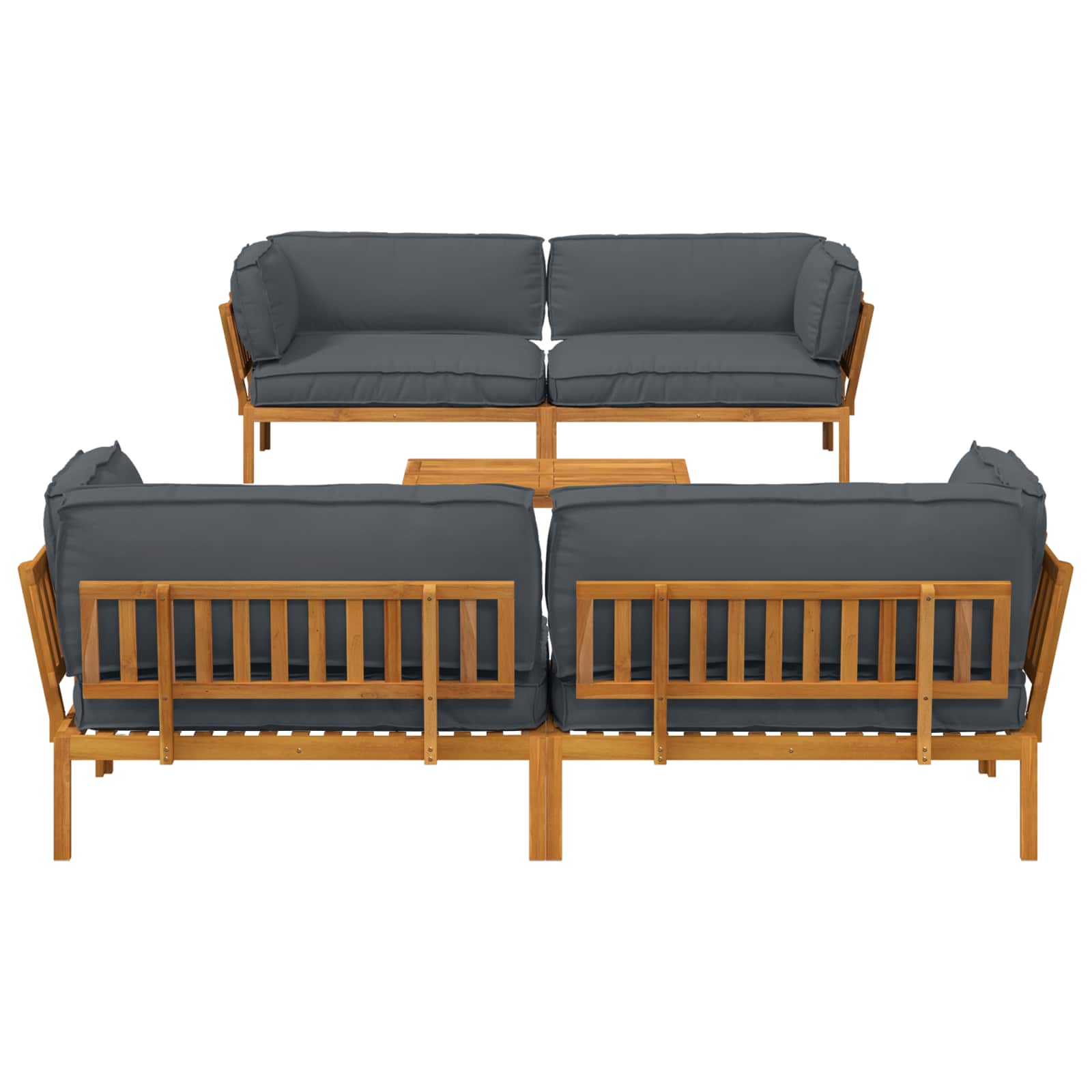 Bankstel met kussen Effen 5 pcs Antraciet Massief Acaciahout image 9