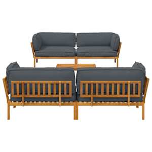 Set pohovek s polštářem 5 pcs Antracit Masivní akátové dřevo - obrázek 9