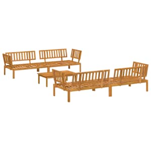 Set pohovek s polštářem 5 pcs Šedá Masivní akátové dřevo - obrázek 3
