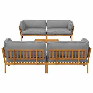 Set pohovek s polštářem 5 pcs Šedá Masivní akátové dřevo - obrázek 9