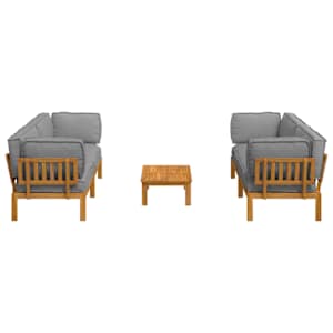 Set pohovek s polštářem 5 pcs Šedá Masivní akátové dřevo - obrázek 10