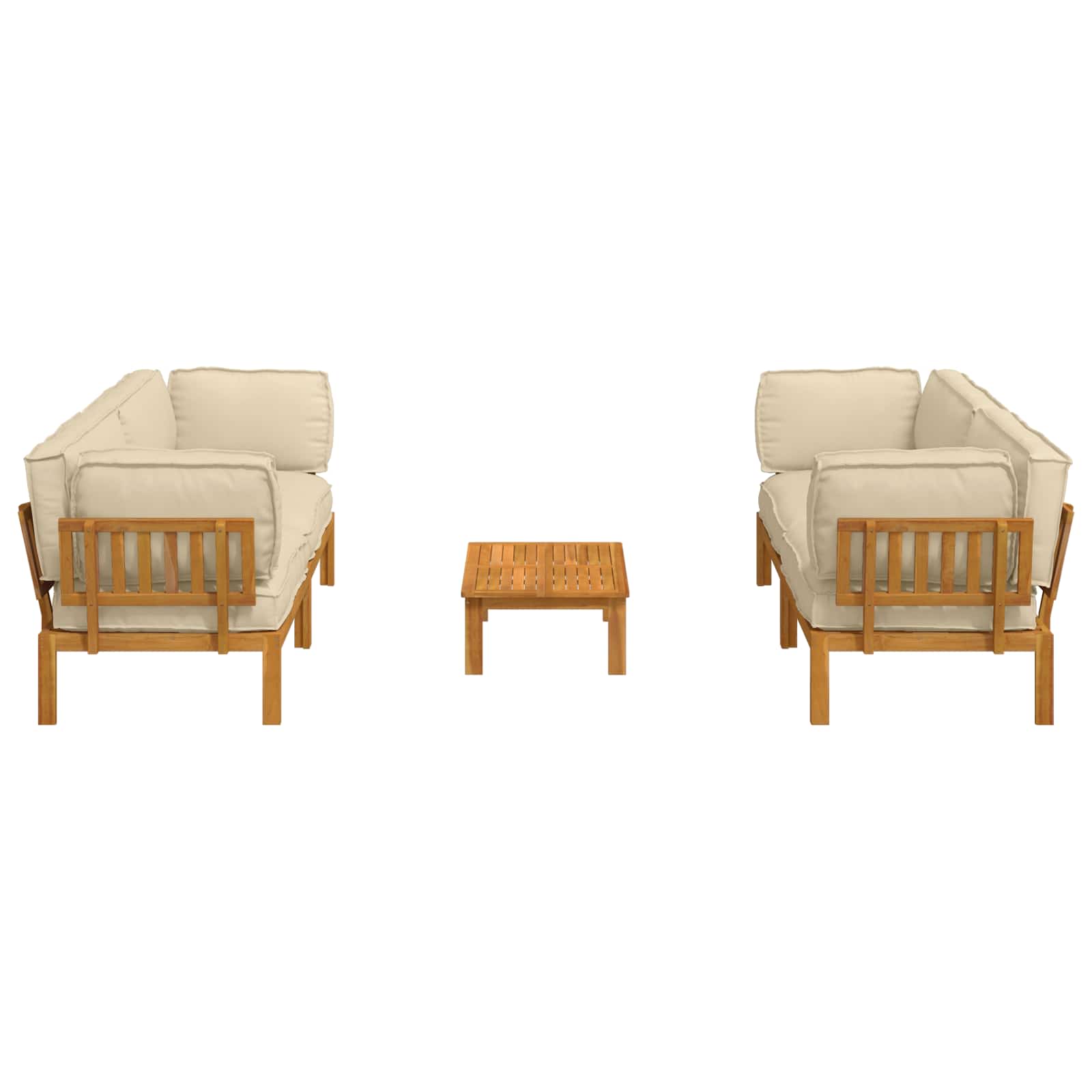 Bankstel met kussen Effen 5 pcs Beige Massief Acaciahout image 10
