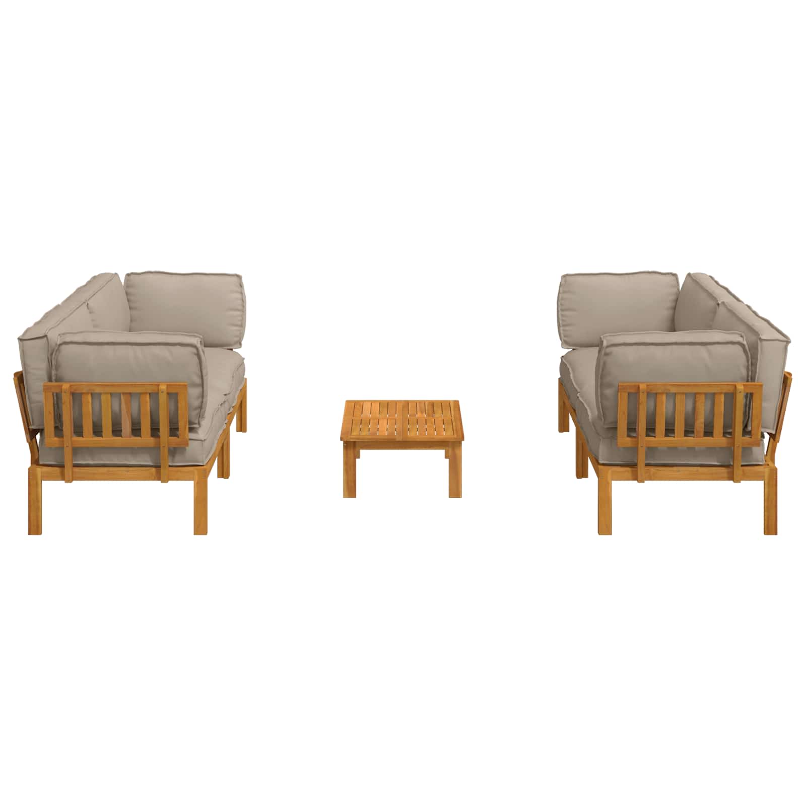 Bankstel met kussen Effen 5 pcs Taupe Massief Acaciahout image 10