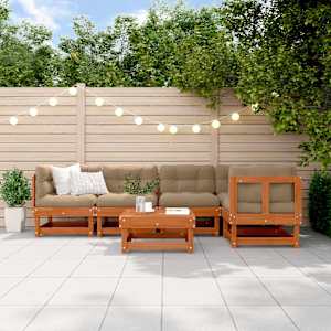 Vrtna dnevna garnitura 6 pcs Voskan Rjava Masivna borovina