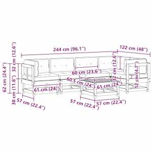 Zahradní lounge set 6 pcs Voskově Hnědá Masivní borovice - obrázek 9