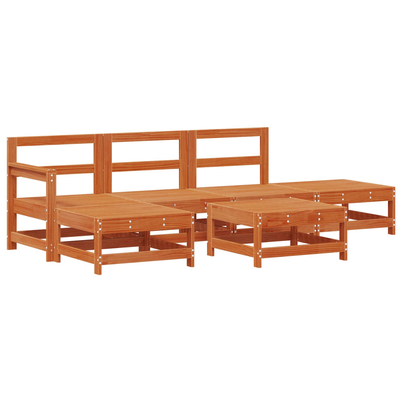 Tuin loungeset 6 pcs Wasbruin Massief grenenhout image 2