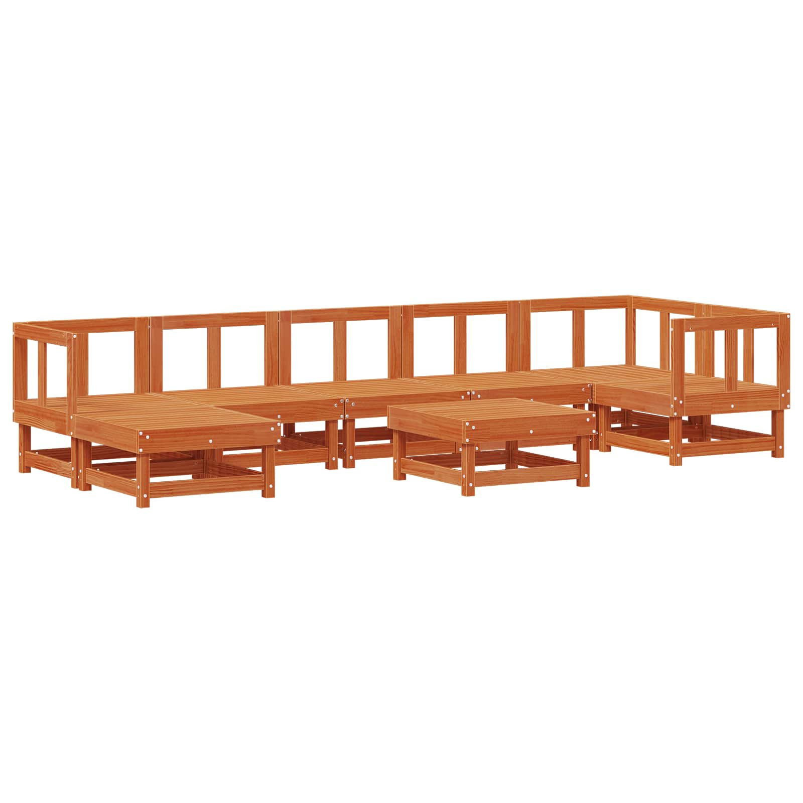 Tuin loungeset ARAKIL 8 pcs Wasbruin Massief grenenhout image 3