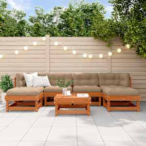 Vrtna dnevna garnitura 7 pcs Voskan Rjava Masivna borovina