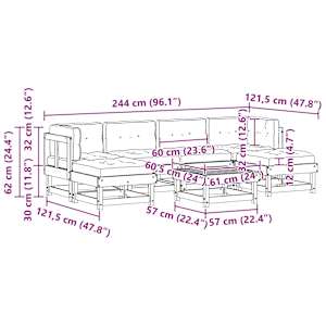 Zahradní lounge set 7 pcs Voskově Hnědá Masivní borovice - obrázek 9