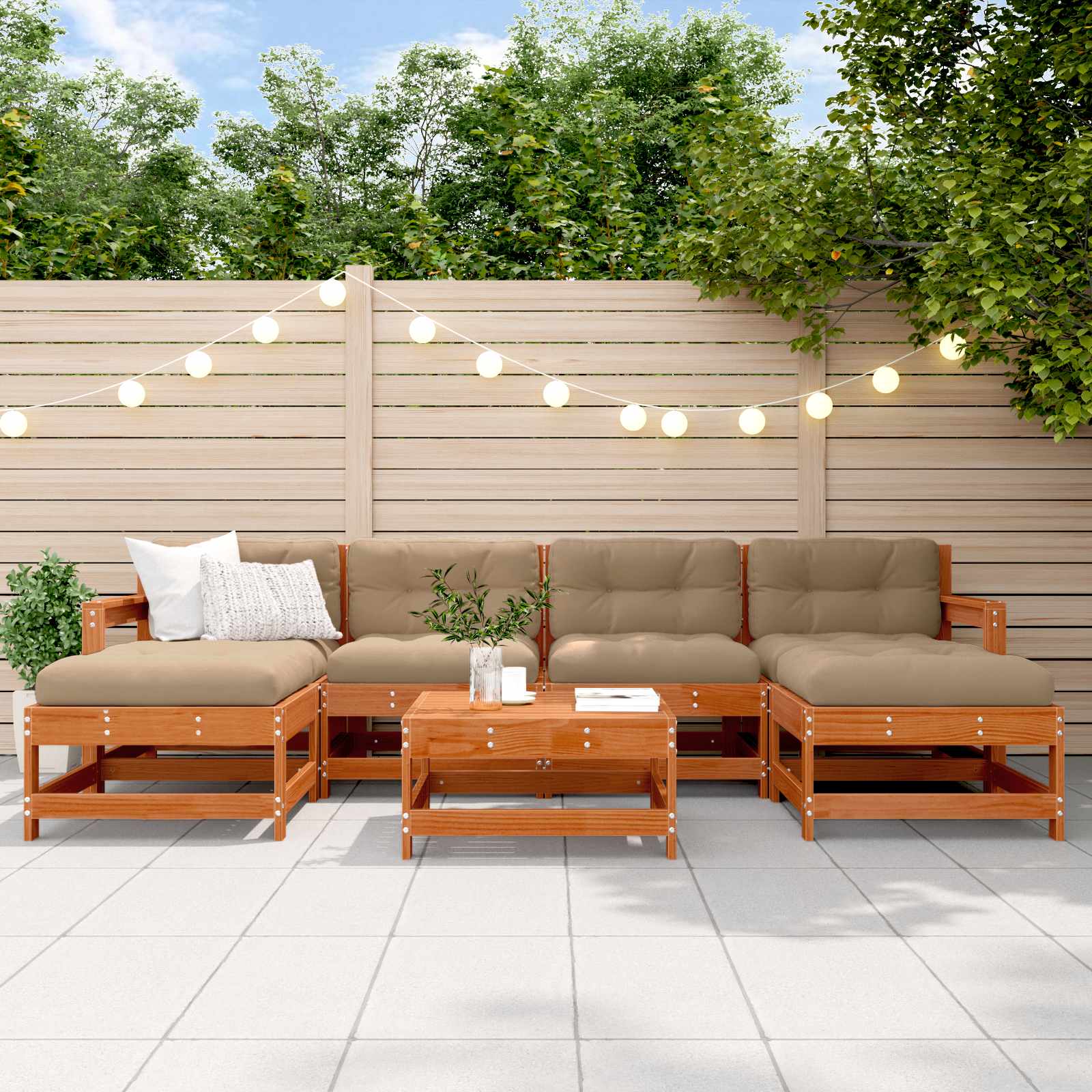 vidaXL Set de lounge pentru grădină 7 pcs Maro ceruit