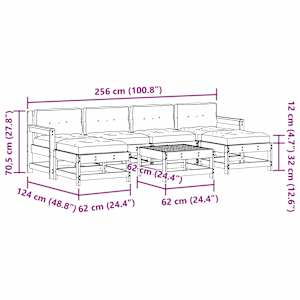 Zahradní lounge set 7 pcs Voskově Hnědá Masivní borovice - obrázek 9