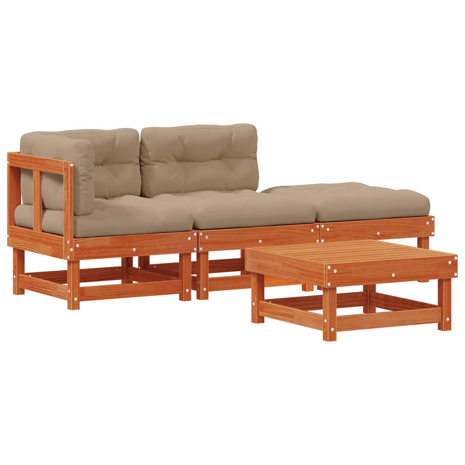 Tuin loungeset 4 pcs Wasbruin Massief grenenhout image 2