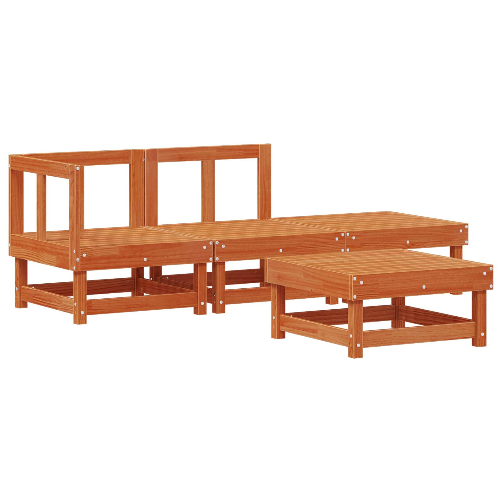 Tuin loungeset 4 pcs Wasbruin Massief grenenhout image 4