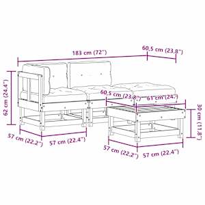 Zahradní lounge set 4 pcs Voskově hnědá - obrázek 9