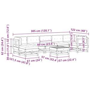 Zahradní lounge set 8 pcs Voskově hnědá - obrázek 9