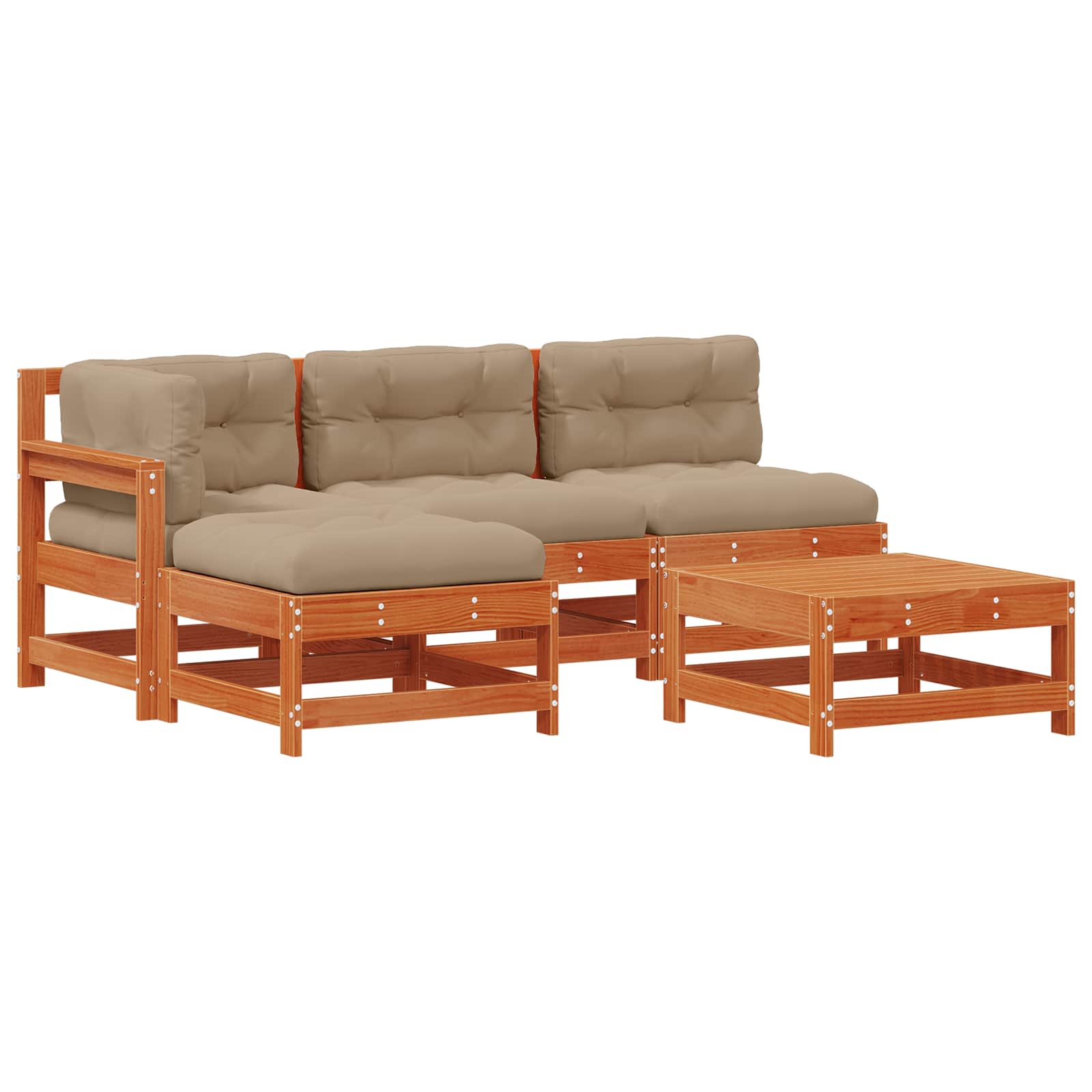 Tuin loungeset 5 pcs Wasbruin Massief grenenhout image 2