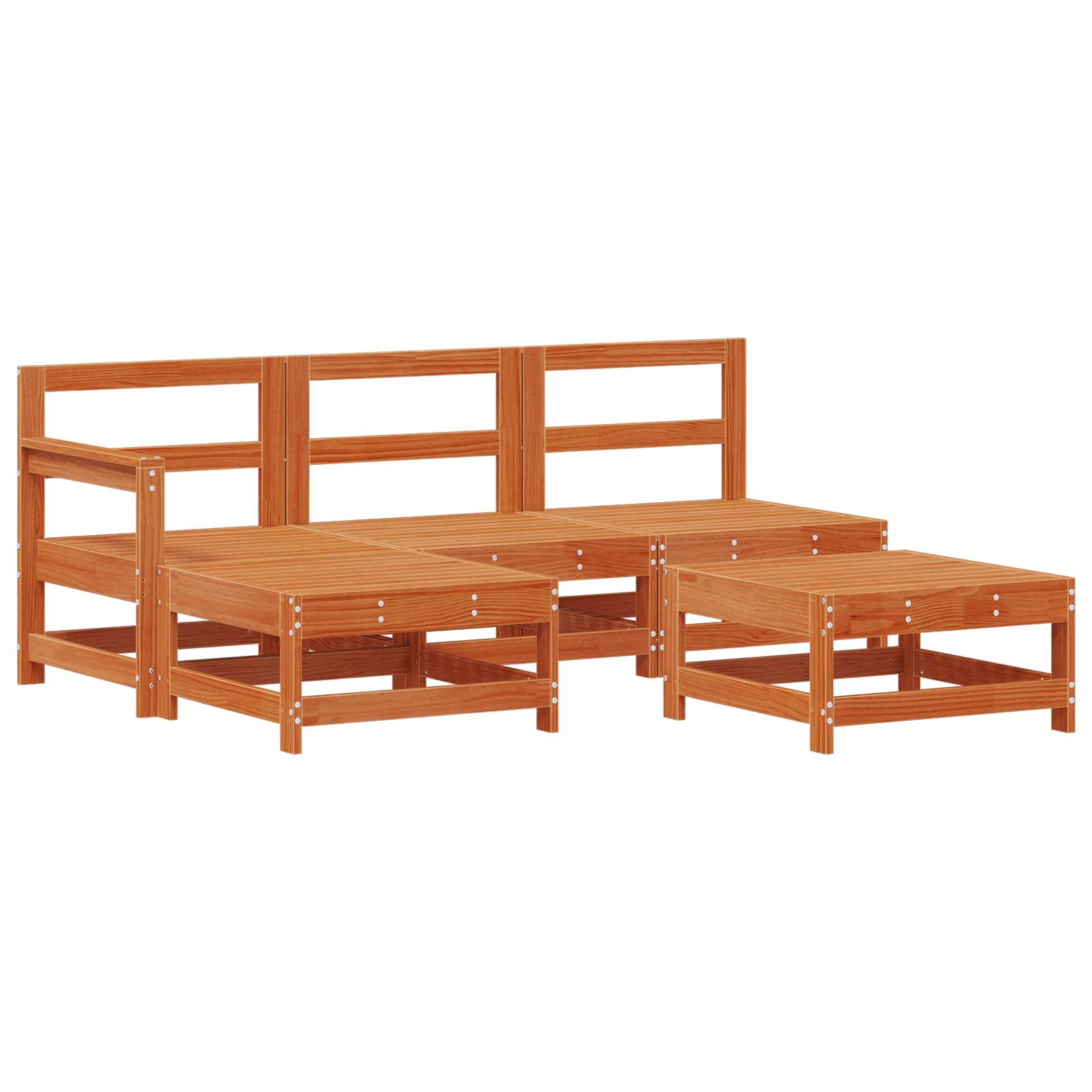 Tuin loungeset 5 pcs Wasbruin Massief grenenhout image 3