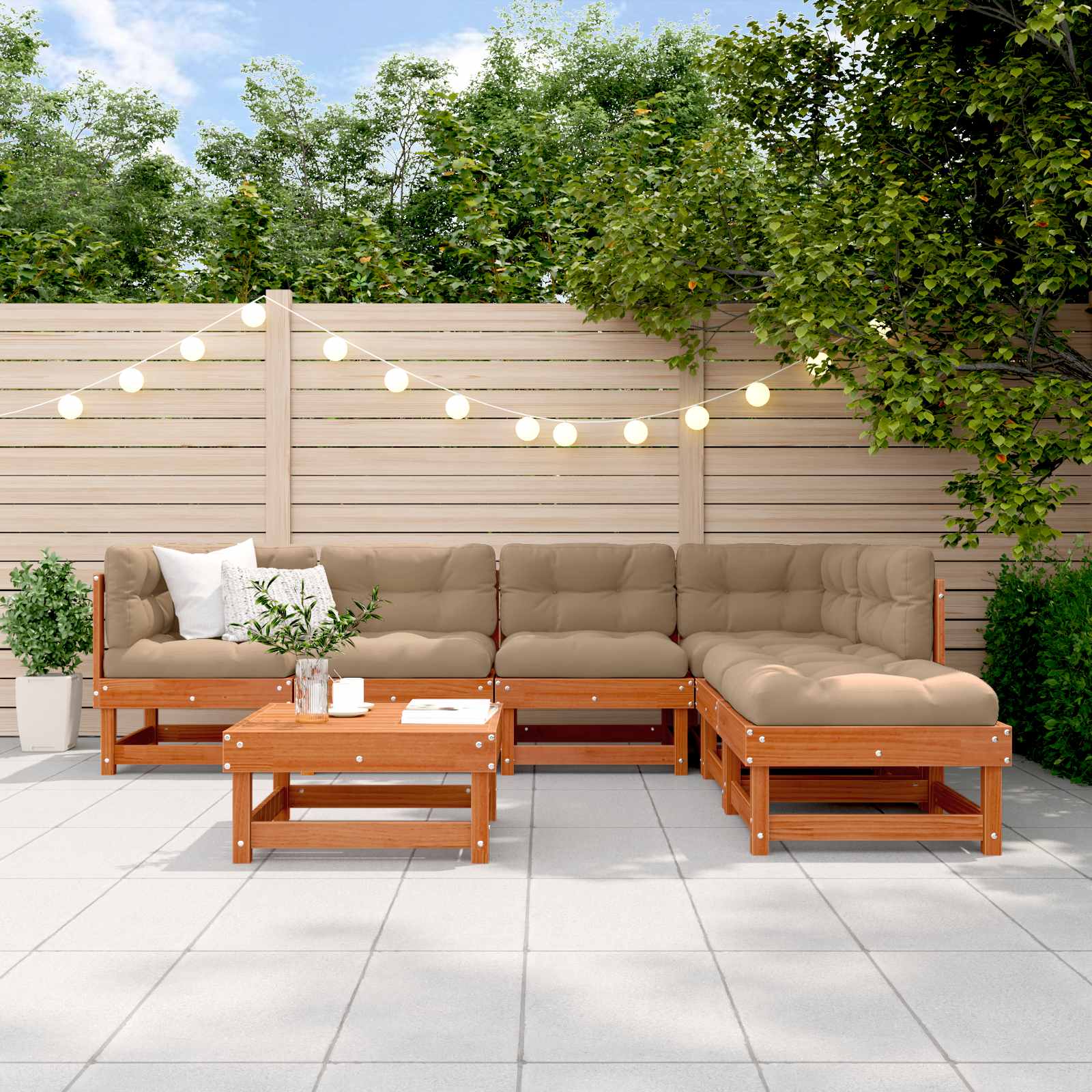 Tuin loungeset 7 pcs Wasbruin Massief grenenhout image 1