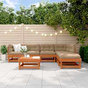 Vrtna dnevna garnitura 7 pcs Voščeno rjava Trdna borovina