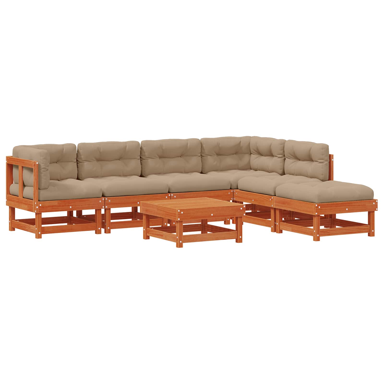 Tuin loungeset 7 pcs Wasbruin Massief grenenhout image 2