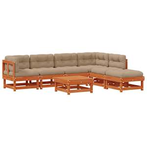 Zahradní lounge set 7 pcs Voskově hnědá - obrázek 2