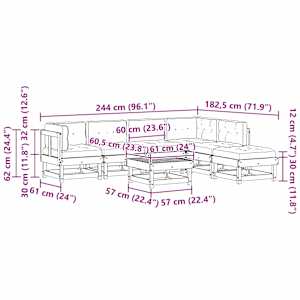 Zahradní lounge set 7 pcs Voskově hnědá - obrázek 9