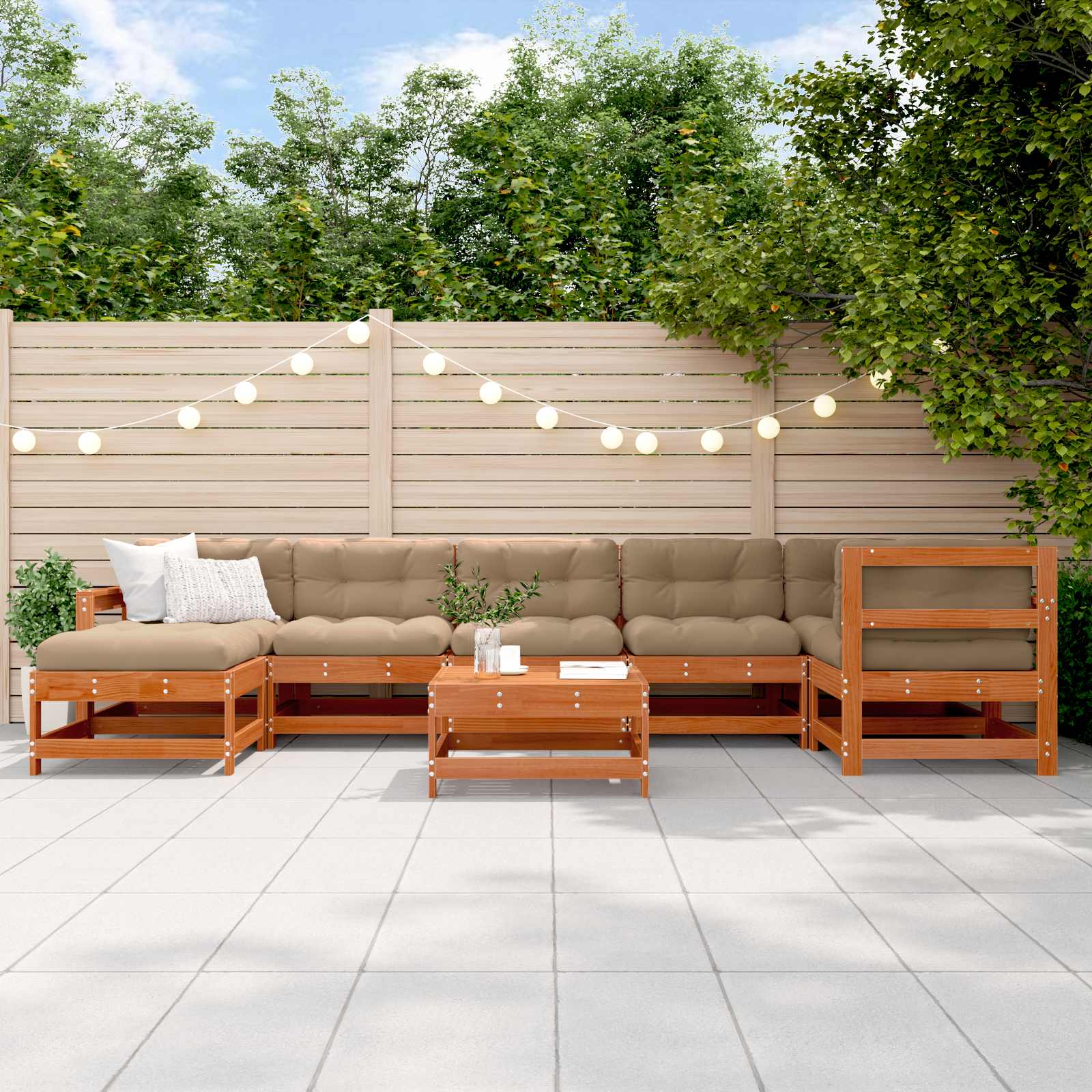 Tuin loungeset 8 pcs Wasbruin Massief grenenhout image 1