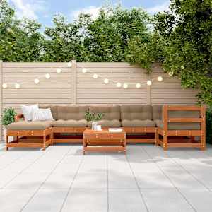 Vrtna dnevna garnitura 8 pcs Voščeno rjava Trdna borovina