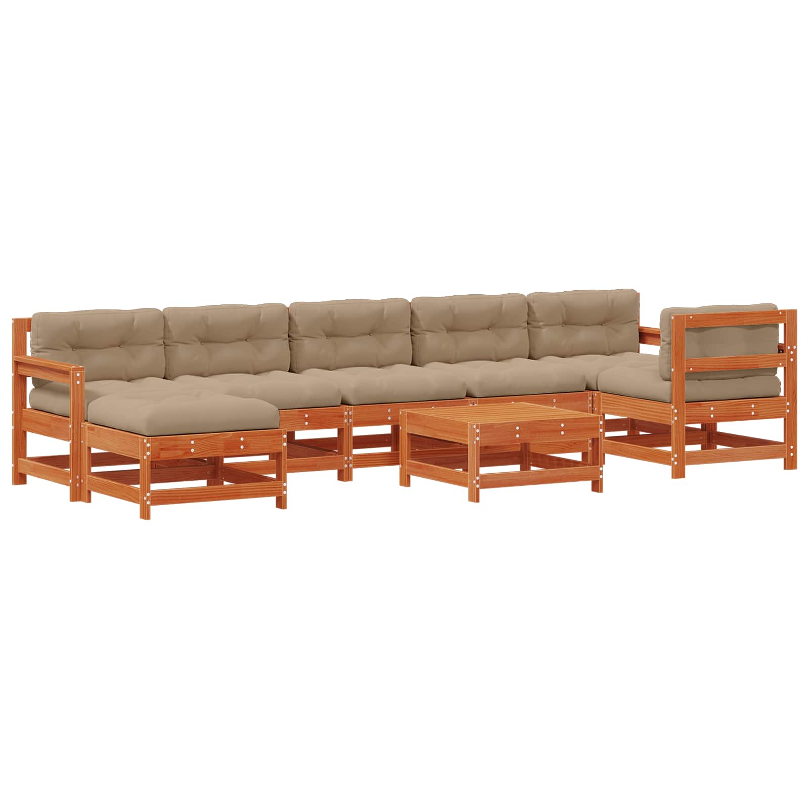 Tuin loungeset 8 pcs Wasbruin Massief grenenhout image 2