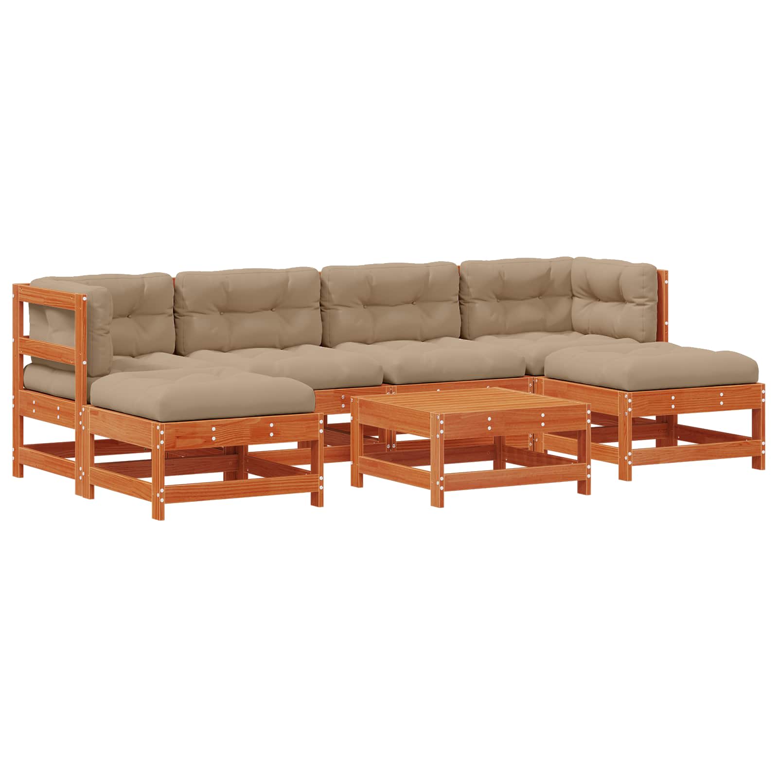 Tuin loungeset 7 pcs Waskleur Bruin Massief grenenhout image 2