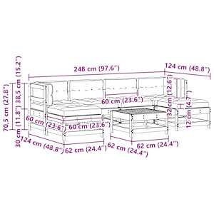 Zahradní lounge set 7 pcs Voskově Hnědá Masivní borovice - obrázek 9