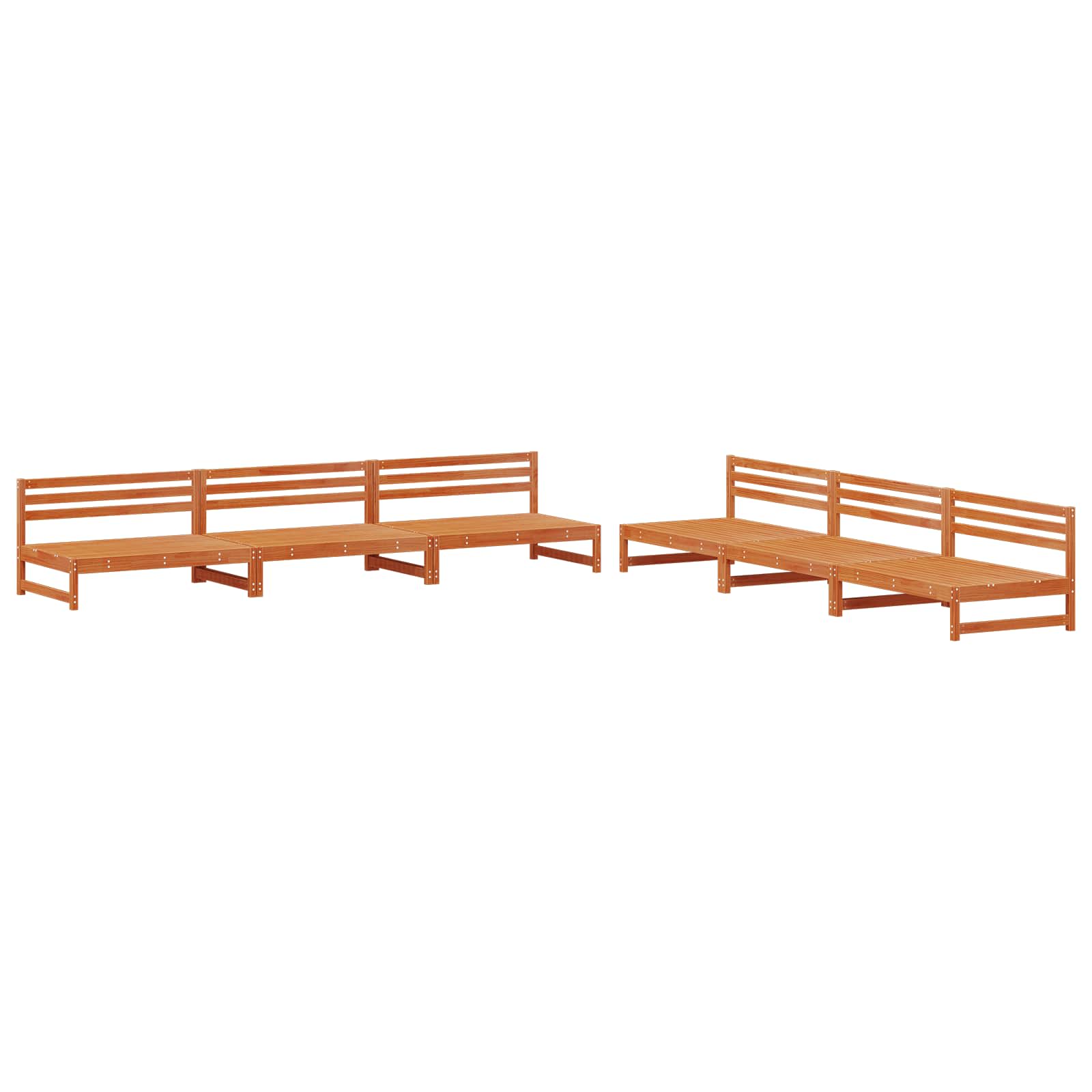 Tuin loungeset 6 pcs Wasbruin Massief grenenhout image 3