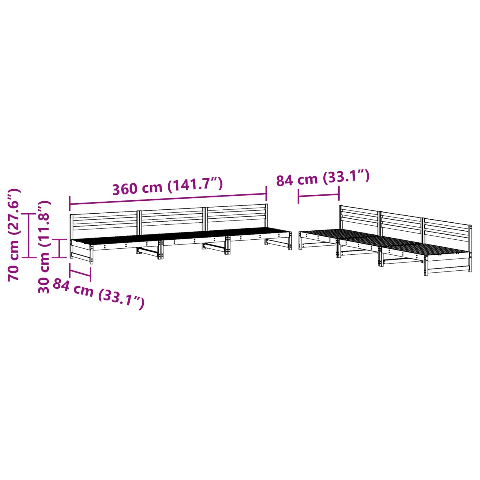 Tuin loungeset 6 pcs Wasbruin Massief grenenhout image 5