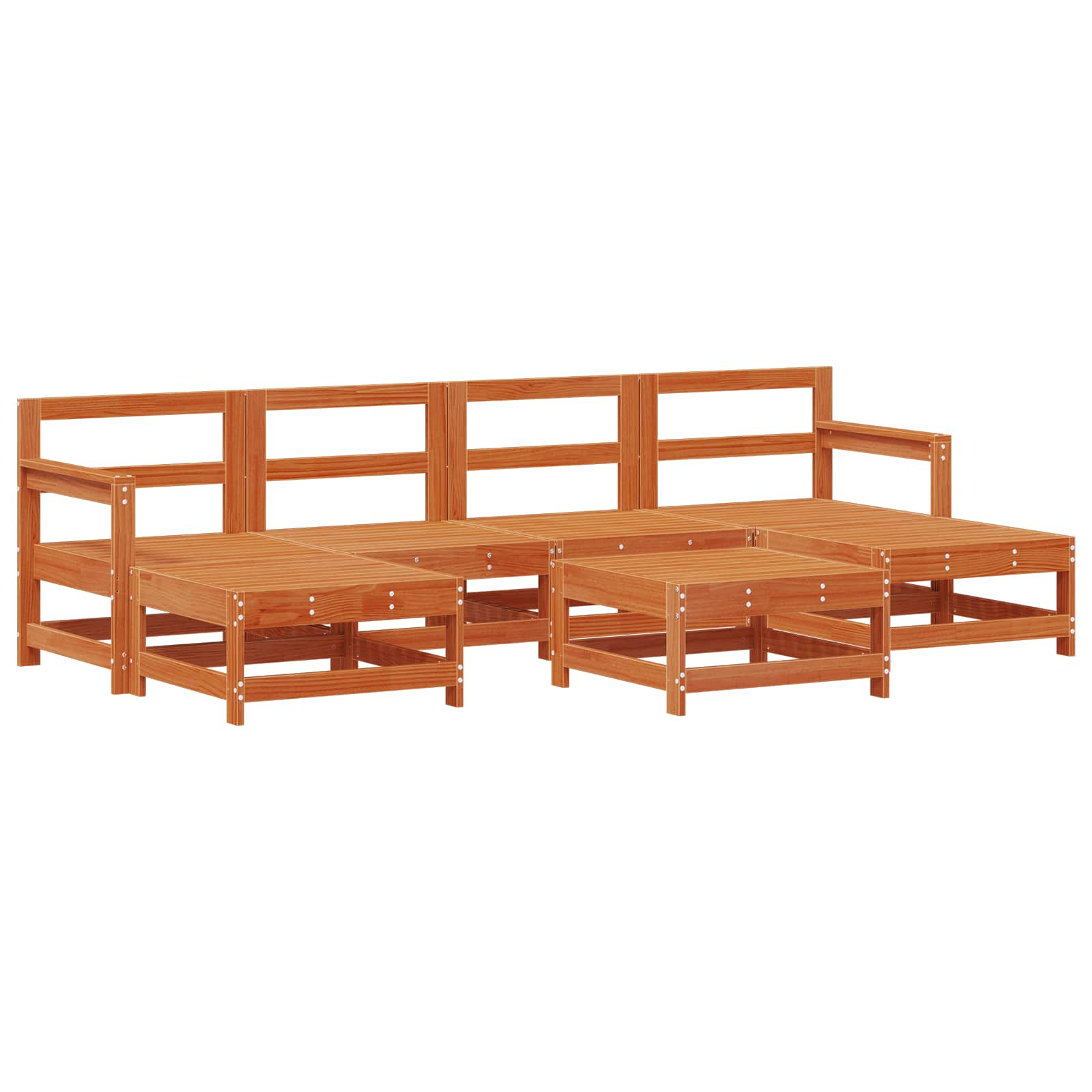 Pihan oleskeluryhmä 7 pcs Vahansävyinen Ruskea Massiivimänty