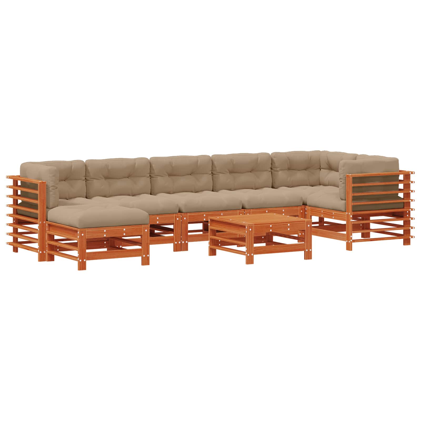 Tuin loungeset 8 pcs Wasbruin Massief grenenhout image 2