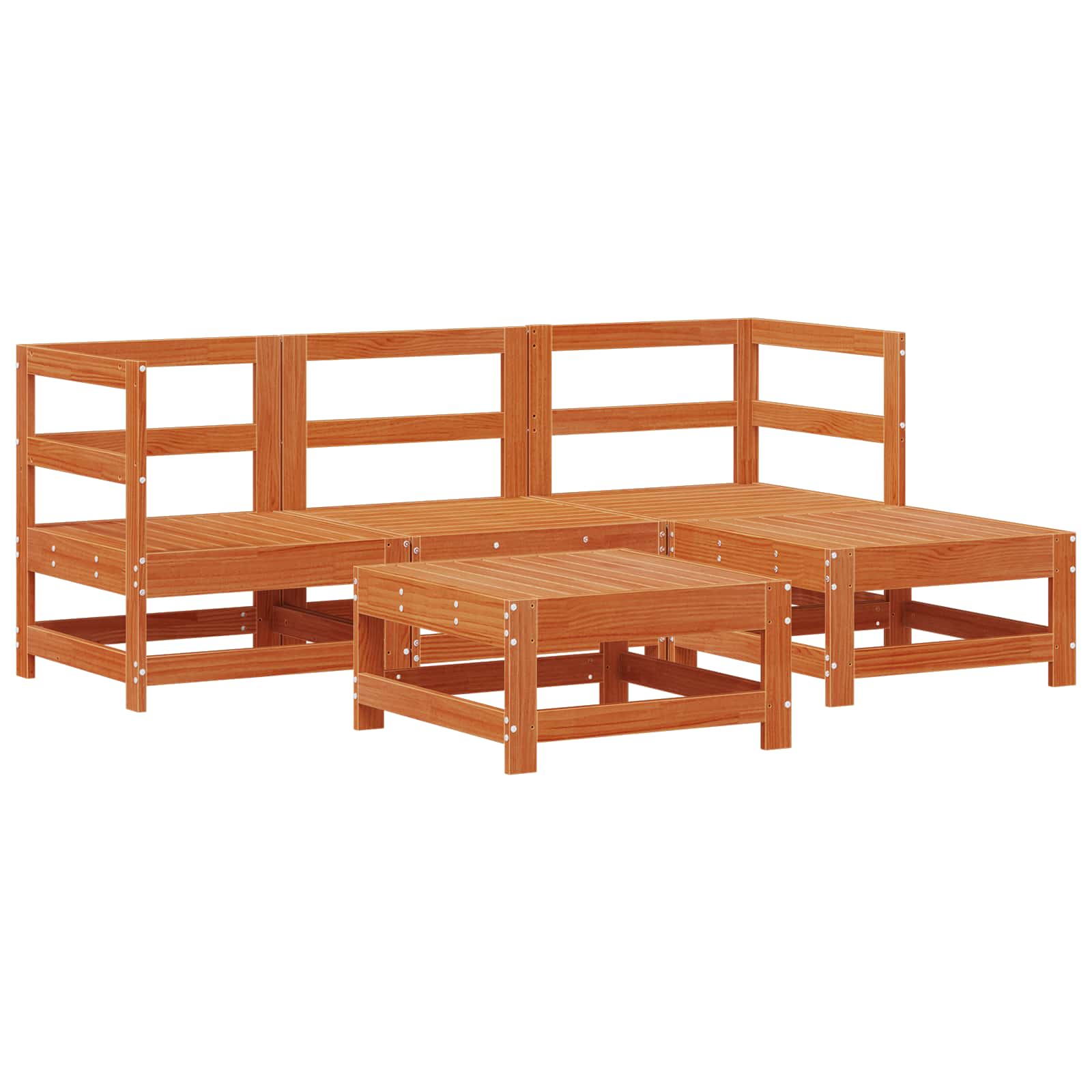 Tuin loungeset 5 pcs Wasbruin Massief grenenhout image 2