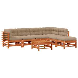 Zahradní lounge set 7 pcs Voskově hnědá - obrázek 2