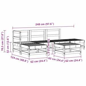 Zahradní lounge set 6 pcs Voskově Hnědá Masivní borovice - obrázek 7