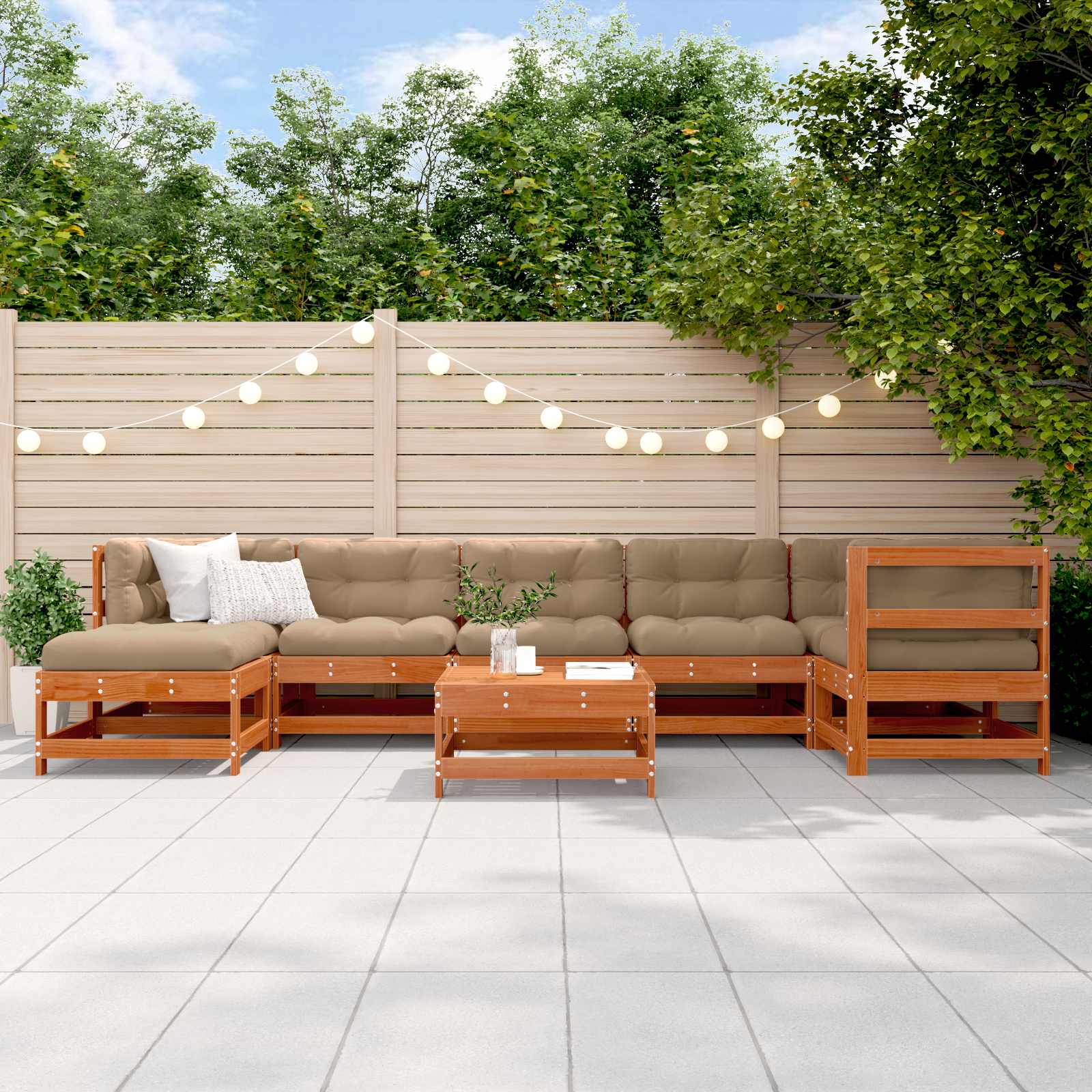 Tuin loungeset 8 pcs Wasbruin Massief grenenhout image 1