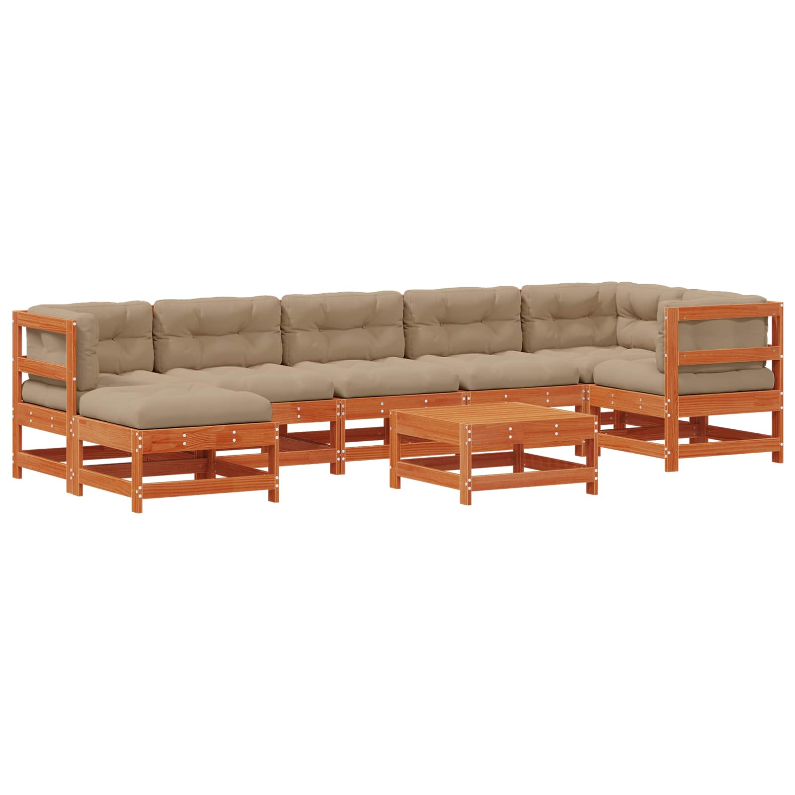 Tuin loungeset 8 pcs Wasbruin Massief grenenhout image 2