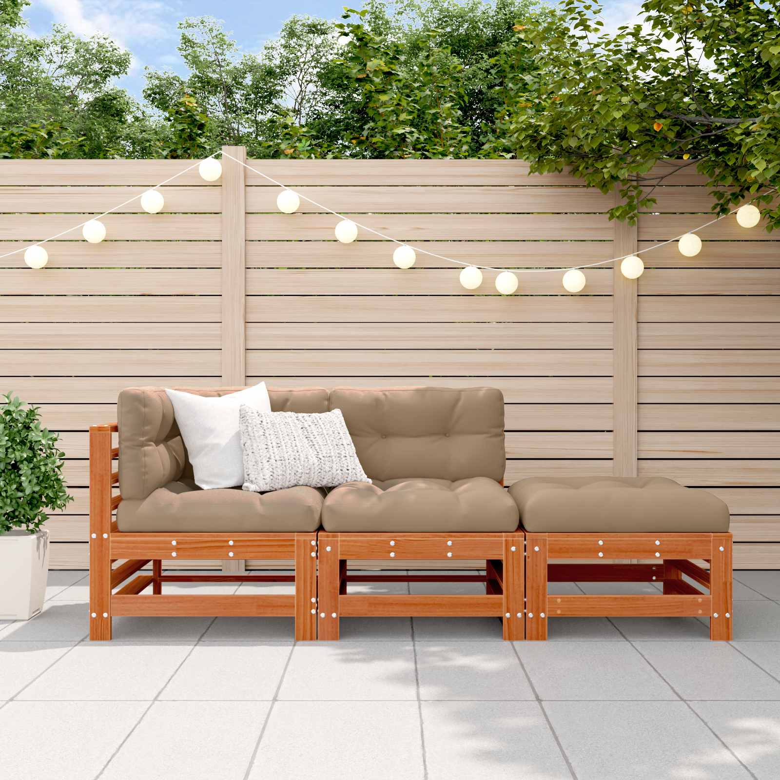 Tuin loungeset 3 pcs Wasbruin Massief grenenhout image 1