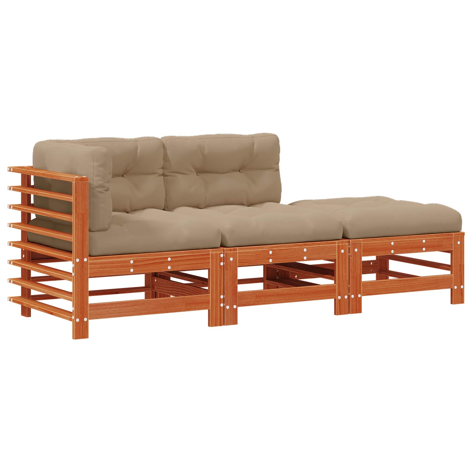 Tuin loungeset 3 pcs Wasbruin Massief grenenhout image 2